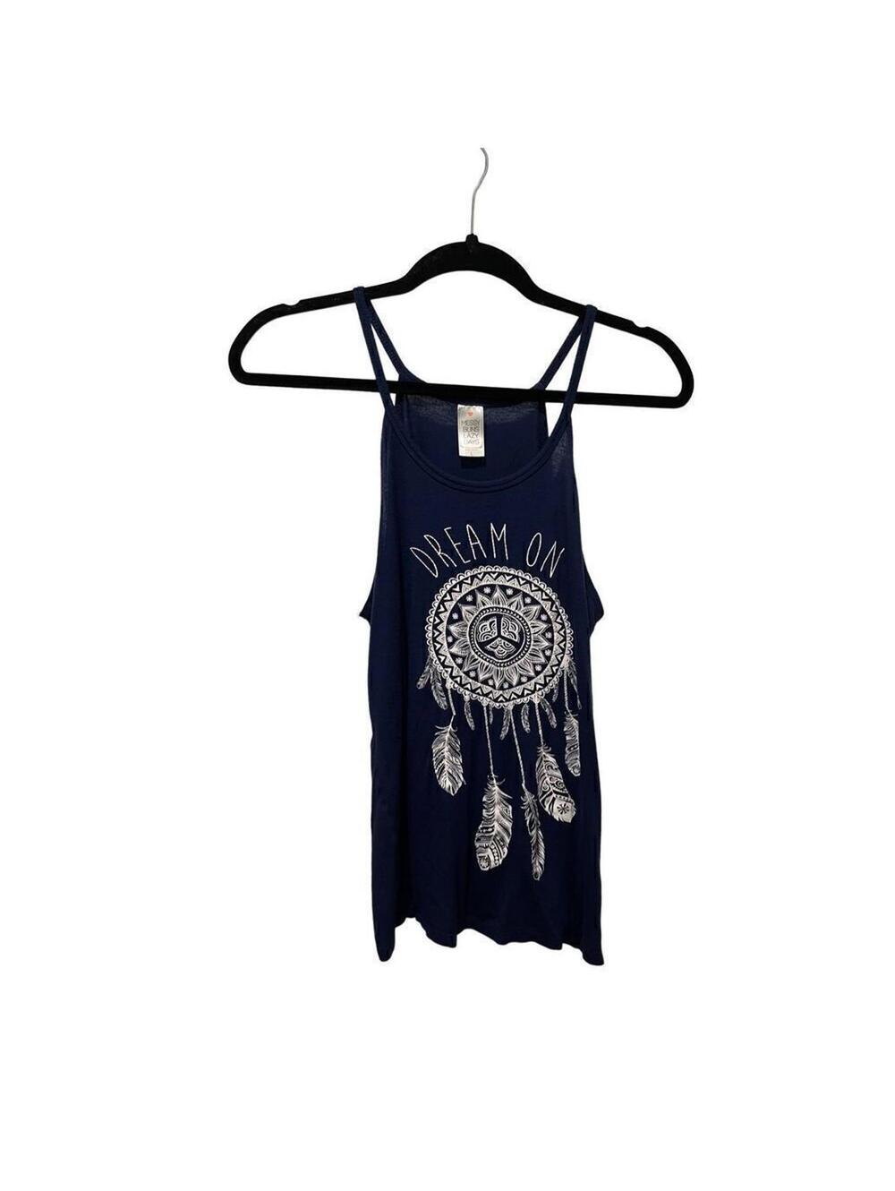 Blue tank “Dream On” w/dreamcatcher, women’s size L